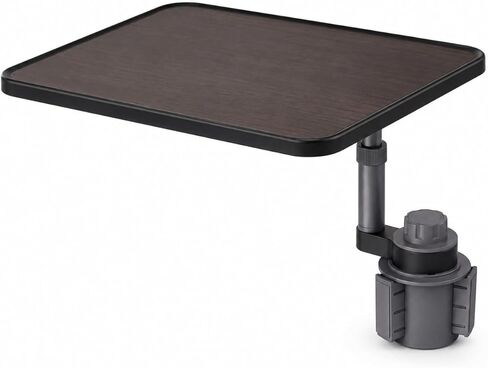 Car Cup Holder Tray Table, 360°Rotating Adjustable Car Desk for Eating & Laptop, Walnut Wood Cup Holder Tray, Fits Round Cup Holders 2.6"-3.65", Compatible with Tesla Model 3/Y/S and Most Vehicles in Saudi Arabia