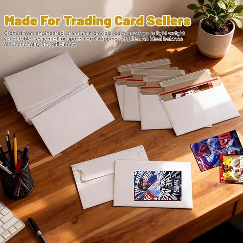 110 Pack White Trading Card Shipping Envelopes, 7x 4.35 Inch Self-Adhesive Mailer Envelopes Perfect for Semi-Rigid Sleeves, Trading Card Mailing Supplies in Saudi Arabia