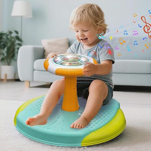 VROGTIK Dinosaur Sit and Spin Toys for Toddlers 1-3, 360° Toddler Spinning Seat with LED Lights and Music Christmas Birthday Gift for 1 2 3 Years Old Boys Sensory Toys Toddler Activities in Saudi Arabia