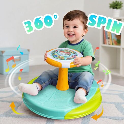 VROGTIK Dinosaur Sit and Spin Toys for Toddlers 2-3, 360° Toddler Spinning Seat with LED Lights and Music Christmas Birthday Gift for 2 3 Years Old Boys Sensory Toys Toddler Activities in Saudi Arabia