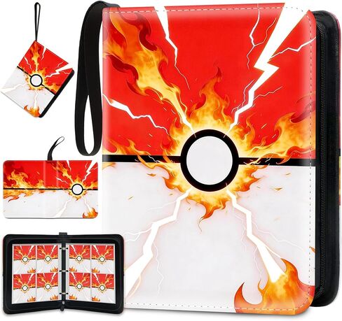 Card Binder 4 Pocket, Trading Card Binder Hold 440 Cards with 55 Removable Card Sleeves, 3 Ring Binder Zipper Card Holder Portable Collectible Card Book Album for TCG, MTG, Sports Cards in Saudi Arabia