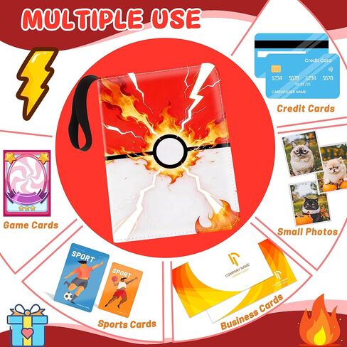 Card Binder 4 Pocket, Trading Card Binder Hold 440 Cards with 55 Removable Card Sleeves, 3 Ring Binder Zipper Card Holder Portable Collectible Card Book Album for TCG, MTG, Sports Cards in Saudi Arabia