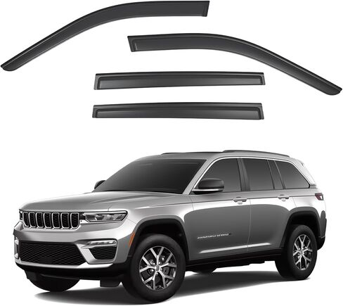 Window Visors Rain Guards fits 2022-2026 Jeep Grand Cherokee 2-Row, Out-Channel Window Wind Deflectors Vent Shades Accessories, Dark Smoke 4 Pcs, 2023 2024 2025 in Saudi Arabia