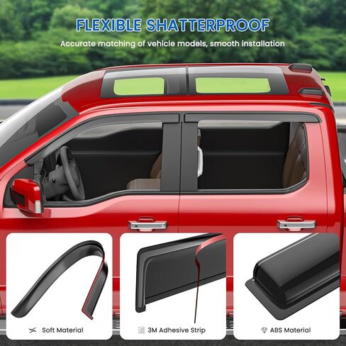 Window Visors Rain Guards fits 2022-2026 Jeep Grand Cherokee 2-Row, Out-Channel Window Wind Deflectors Vent Shades Accessories, Dark Smoke 4 Pcs, 2023 2024 2025 in Saudi Arabia
