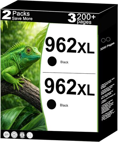 962XL Black Ink Cartridges Combo Pack Replacement for HP 962 XL Work for 9010e 9012 9020e 9019 9010 9015 9025e 9020 9018e 9018 Printers and 9025 9012e Series Printer V24.3.1 Chips (2 Pack Black) in Saudi Arabia