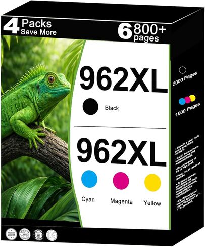 962XL Ink Cartridges Replacement for HP 962 XL Combo Pack Work with 9012e 9010e 9012 9020e 9019 9015e 9010 9015 9025e 9020 9018e 9018 9025 Printers with V24.2.1 Chip 4 Packs-Cyan Magenta Yellow Black in Saudi Arabia