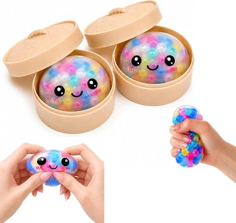 زلابية اسفنجي للأطفال المراهقين البالغين، 2 حزمة kawaii باو كعكة تململ اللعب مع حالات باخرة، اسفنجيات حبة الماء الملونة للسفر في الفصول الدراسية مكتب، هدايا عيد ميلاد الحزب in Kuwait