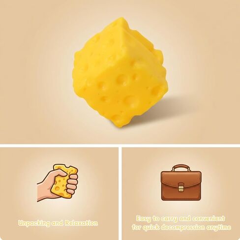 Cheese Squishy Slow Rising, Squishy Cheese Stress Relief Fidget, Soft Squeeze Sensory Relaxation Item, Kawaii Food Design, Anti-Anxiety Desk Toy Alternative, 2PCS in Saudi Arabia