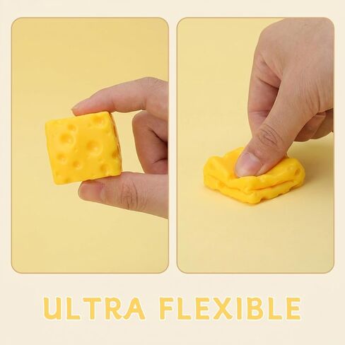 Cheese Squishy Slow Rising, Squishy Cheese Stress Relief Fidget, Soft Squeeze Sensory Relaxation Item, Kawaii Food Design, Anti-Anxiety Desk Toy Alternative, 2PCS in Saudi Arabia