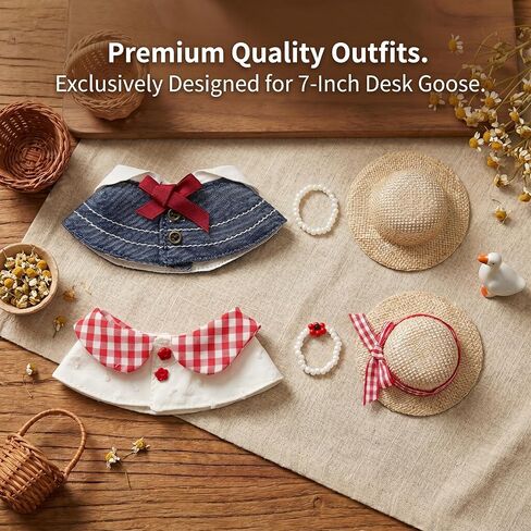 7 Inch Desk Goose Outfits - 2 Set Spring Summer Clothes & Costumes for Mini Desktop/Porch Geese, Durable Goose Desk Accessories, Desk Duck Clothing for Magnetic Goose Statue Decor&Gifting in Saudi Arabia
