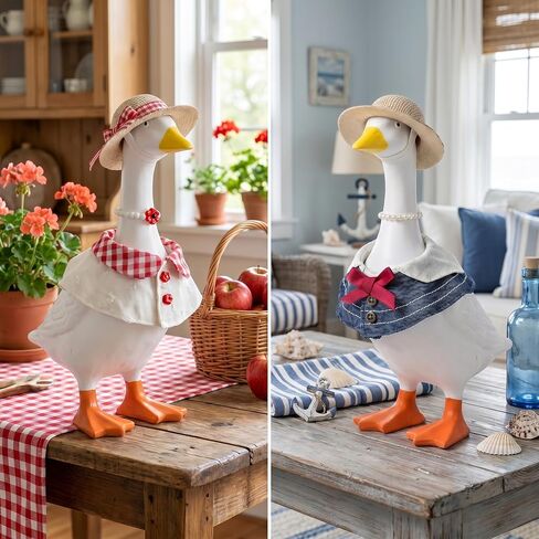 7 Inch Desk Goose Outfits - 2 Set Spring Summer Clothes & Costumes for Mini Desktop/Porch Geese, Durable Goose Desk Accessories, Desk Duck Clothing for Magnetic Goose Statue Decor&Gifting in Saudi Arabia