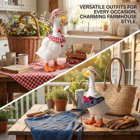 7 Inch Desk Goose Outfits - 2 Set Spring Summer Clothes & Costumes for Mini Desktop/Porch Geese, Durable Goose Desk Accessories, Desk Duck Clothing for Magnetic Goose Statue Decor&Gifting in Saudi Arabia