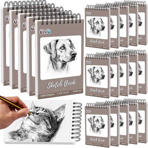 20 حزمة من 800 ورقة كراسة رسم ثقيلة الوزن 5.5 بوصة × 8.5 بوصة 200 جرام في المتر المربع سميكة جدًا من ورق الرسم الفني للوسائط المختلطة، ورق ماركر علوي لولبي الشكل، غلاف فني خالٍ من الأحماض للفنانين المبتدئين في اللوازم الفنية in Kuwait