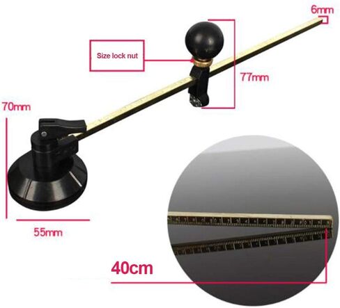 Circular Glass Cutter, Adjustable Compasses Type Glass Circle Cutting Tool, Glasses Circle Cutting Suction Cup Cutter with Round Knob Handle and Suction Cup for Cuttings Glasses, Mirrors (COLOR:Black) in Saudi Arabia