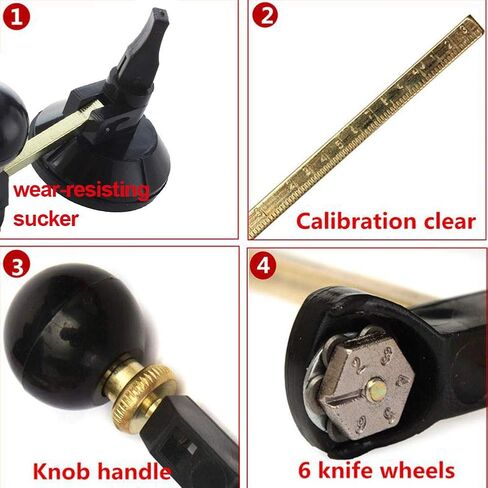 Circular Glass Cutter, Adjustable Compasses Type Glass Circle Cutting Tool, Glasses Circle Cutting Suction Cup Cutter with Round Knob Handle and Suction Cup for Cuttings Glasses, Mirrors (COLOR:Black) in Saudi Arabia