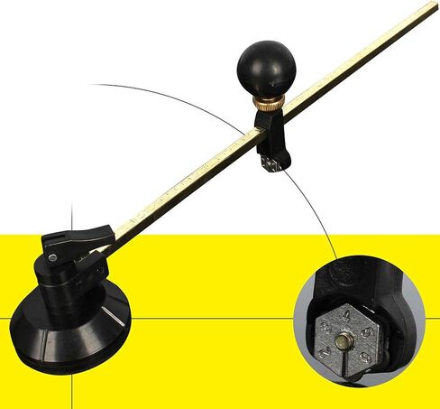 Circular Glass Cutter, Adjustable Compasses Type Glass Circle Cutting Tool, Glasses Circle Cutting Suction Cup Cutter with Round Knob Handle and Suction Cup for Cuttings Glasses, Mirrors (COLOR:Black) in Saudi Arabia