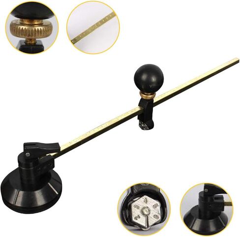 Circular Glass Cutter, Adjustable Compasses Type Glass Circle Cutting Tool, Glasses Circle Cutting Suction Cup Cutter with Round Knob Handle and Suction Cup for Cuttings Glasses, Mirrors (COLOR:Black) in Saudi Arabia