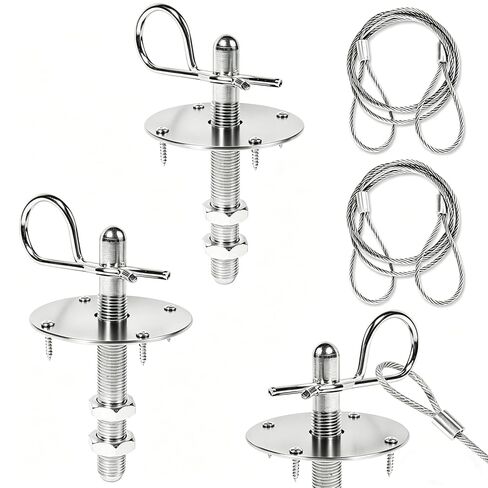 Klfte 20Pcs Truck Engine Hood Pin Stainless Steel Hood Lock Kit with Racing Lanyard Improved Accessory (Silver) in Saudi Arabia