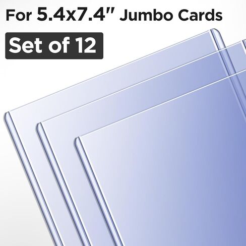 Jumbo Card Hard Sleeves - 12 Pack Rigid Plastic Top loaders for 5.4 x7.4" Jumbo Cards, Clear Protector Cases for Oversized Trading Cards, Sports Cards - Bulk Set of 12 in Kuwait