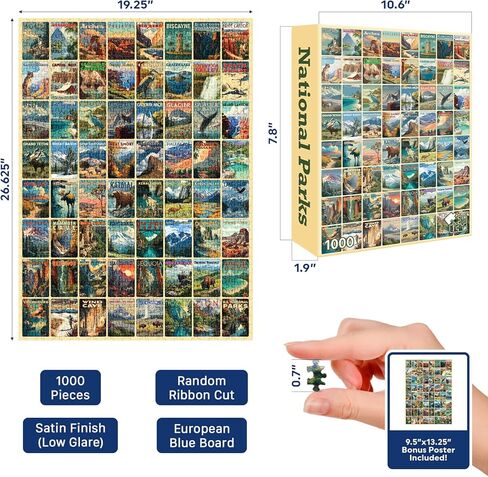 National Parks (#9) – 1000 Piece Jigsaw Puzzle for Adults | Premium European Blue Board | Satin Low-Glare Finish | Ribbon Cut | Bonus Poster | Display-Worthy Box | Printed in USA | Final Piece Puzzles in Saudi Arabia