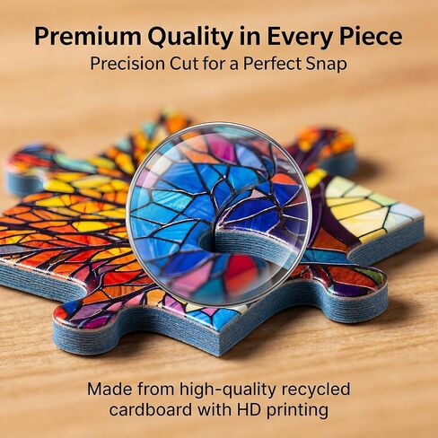 1000 Pieces Stained Glass Jigsaw Puzzle, Beautiful Tree of Life Art Puzzles for Adults, Unique Fun Impossible Hard Difficult Challenging Pretty Puzzles, Colorful Mosaic Nature Puzzle in Kuwait
