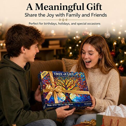 1000 Pieces Stained Glass Jigsaw Puzzle, Beautiful Tree of Life Art Puzzles for Adults, Unique Fun Impossible Hard Difficult Challenging Pretty Puzzles, Colorful Mosaic Nature Puzzle in Kuwait