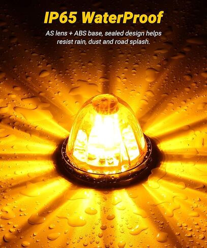 4 قطع أضواء البطيخ عدسة العنبر النجمية LED علامة جانبية بدوره أضواء الإشارة متعددة الوظائف ثابتة / ستروب / دوارة مع الحافة تناسب شاحنات كينوورث بيتربيلت للشحن in Kuwait