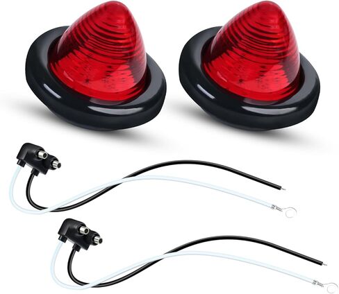 TMH 10 Pcs Red 2 Inch Beehive Cone LED Side Marker Clearance Light [Grommet & Plug] [IP67 Submersible] Flush Mount for Truck Trailer RV Semi-Truck 12V DC (Pack of 10) in Kuwait