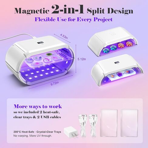 UV Light for Resin — 48 LEDs Double-Sided 360° Lamp, 365-405nm, 1-10min Timer, 2 Heat-Resist PCBs, 1 Adapter & 2 USB Cables, for Molds, Jewelry, Crafts & Batch Curing — for Beginners, DIYers & Pros in Saudi Arabia