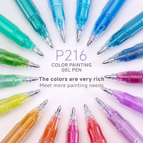 216 Pack Gel Pens for Coloring, 144 Colors Acrylic Gel Pens 72 Colors Glitter Pen with 1.0MM Fine Point, Drawing Colored Pen for Black Paper, Books, Writing, Journaling, Drawing in Saudi Arabia