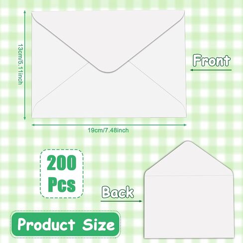 200 Pack A7 Envelopes, 5"x7" White Envelope with V Flap, Card Envelope, Wedding Invitations Cards, Suitable for Baby Shower, Graduation Photos, Gift Cards, Announcements(120 GSM) in Saudi Arabia