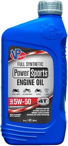 VP Racing Motor Oil, PowerSports, High Zinc, 4T, 5W50, Synthetic, 1 qt Bottle, Each in Kuwait