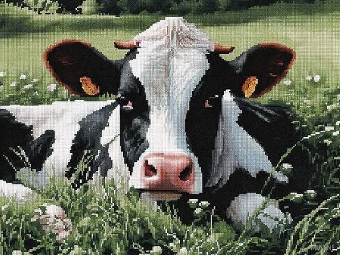 MIJVFNB Dairy Cow Cross Stitch Kits for Beginners Stamped Cross-Stitch Supplies Needlework DIY 11 CT 3 Strands Cotton Thread Printed DIY Needlepoint Kits, Craft Needlework Set 30×40cm in Kuwait