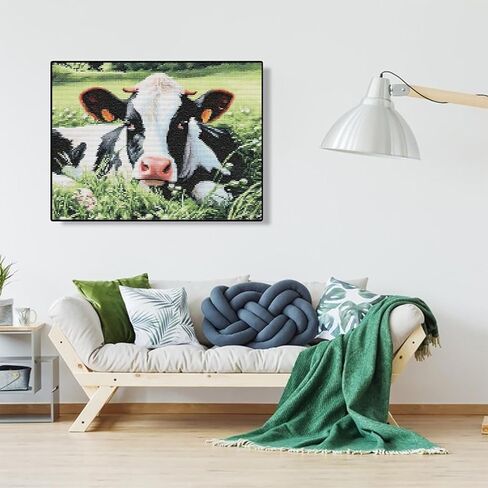 MIJVFNB Dairy Cow Cross Stitch Kits for Beginners Stamped Cross-Stitch Supplies Needlework DIY 11 CT 3 Strands Cotton Thread Printed DIY Needlepoint Kits, Craft Needlework Set 30×40cm in Kuwait