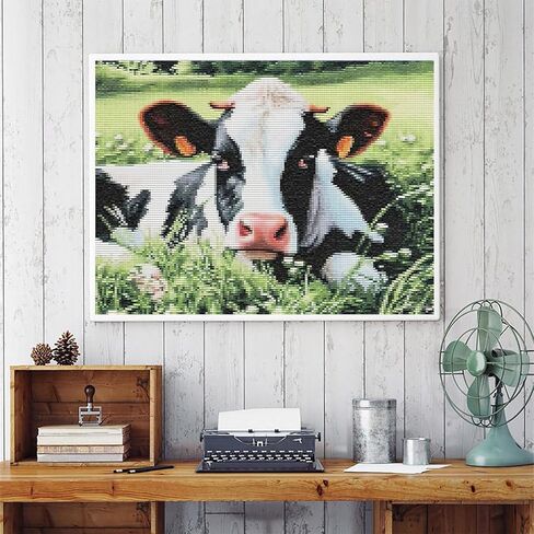 MIJVFNB Dairy Cow Cross Stitch Kits for Beginners Stamped Cross-Stitch Supplies Needlework DIY 11 CT 3 Strands Cotton Thread Printed DIY Needlepoint Kits, Craft Needlework Set 30×40cm in Kuwait