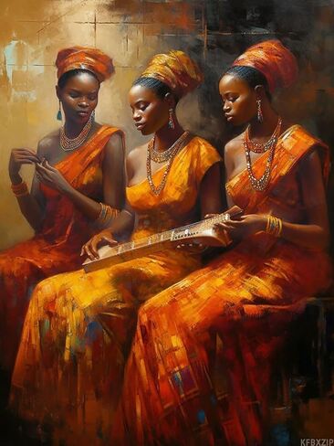 KFBXZIP Three African Women Playing Cross Stitch Kits for Beginners Stamped Cross Stitch Supplies Needlework DIY 11CT 3 Strands Cotton Thread Printed DIY Needlepoint Kits 40×50cm, 12x16 inch in Saudi Arabia