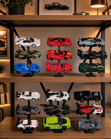 Display Stand for LEGO Speed Champions, Universal Car Riser with 15 Swappable Chassis Mounts, 3D Printed Showcase Rack for LEGO Vehicles & Small Scale Cars - 3 Pack (Cars Not Included) in Saudi Arabia