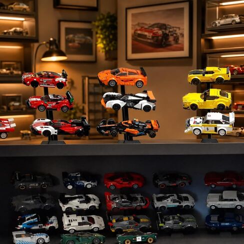 Display Stand for LEGO Speed Champions, Universal Car Riser with 15 Swappable Chassis Mounts, 3D Printed Showcase Rack for LEGO Vehicles & Small Scale Cars - 3 Pack (Cars Not Included) in Saudi Arabia
