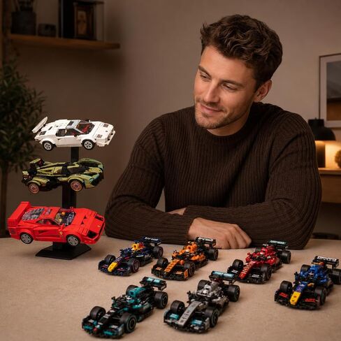 Display Stand for LEGO Speed Champions, Universal Car Riser with 15 Swappable Chassis Mounts, 3D Printed Showcase Rack for LEGO Vehicles & Small Scale Cars - 3 Pack (Cars Not Included) in Saudi Arabia