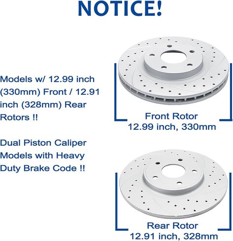 Acinoparts Brake Kit Replacement for Chrysler Town & Country Dodge Grand Caravan Journey Ram C/V Drilled & Slotted Brakes Rotors Ceramic Brake Pads 12.99 inch Front Rotor 12.91 inch Rear Rotor in Saudi Arabia
