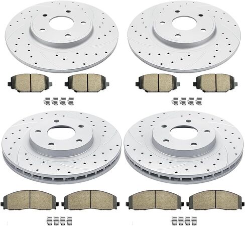Acinoparts Brake Kit Replacement for Chrysler Town & Country Dodge Grand Caravan Journey Ram C/V Drilled & Slotted Brakes Rotors Ceramic Brake Pads 12.99 inch Front Rotor 12.91 inch Rear Rotor in Saudi Arabia