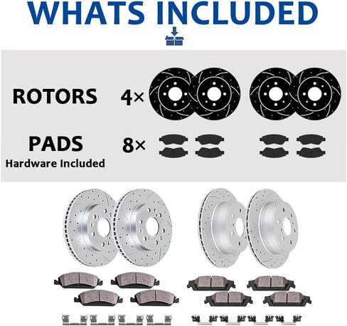 Acinoparts Brake Kit Replacement for Chrysler Town & Country Dodge Grand Caravan Journey Ram C/V Drilled & Slotted Brakes Rotors Ceramic Brake Pads 12.99 inch Front Rotor 12.91 inch Rear Rotor in Saudi Arabia