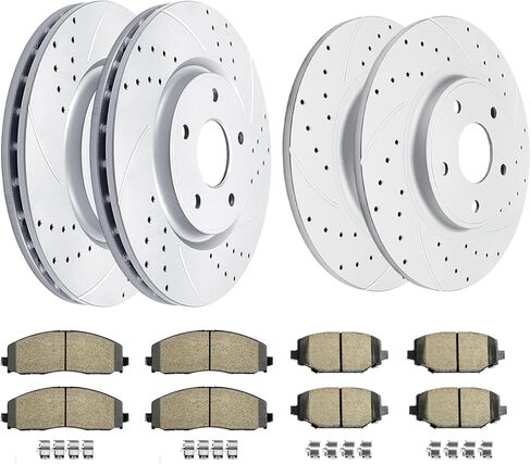 Acinoparts Brake Kit Replacement for Chrysler Town & Country Dodge Grand Caravan Journey Ram C/V Drilled & Slotted Brakes Rotors Ceramic Brake Pads 12.99 inch Front Rotor 12.91 inch Rear Rotor in Saudi Arabia