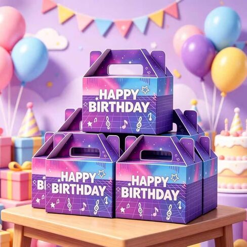 XFzzrsdz 30 Pack Kpop Birthday Party Favor Boxes with Handles, Neon Purple Music Note Kpop Themed Treat Gift Boxes for Anime Movie Birthday Party Decorations, 5.9x3.6x6.1 Inch in Saudi Arabia
