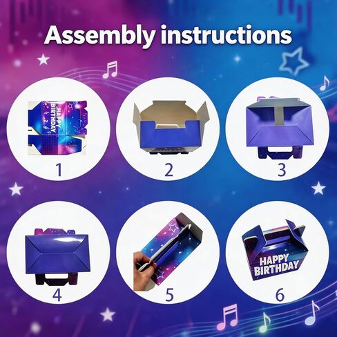 XFzzrsdz 30 Pack Kpop Birthday Party Favor Boxes with Handles, Neon Purple Music Note Kpop Themed Treat Gift Boxes for Anime Movie Birthday Party Decorations, 5.9x3.6x6.1 Inch in Saudi Arabia