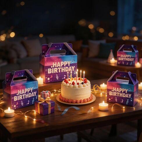 XFzzrsdz 30 Pack Kpop Birthday Party Favor Boxes with Handles, Neon Purple Music Note Kpop Themed Treat Gift Boxes for Anime Movie Birthday Party Decorations, 5.9x3.6x6.1 Inch in Saudi Arabia