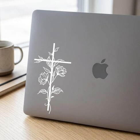 Christian Car Decals for Women, Flower Car Accessories, Floral Cross Decals for Cars, Jesus Sticker, Vinyl Decals for Cars, Wall, Window, Laptop, Automotive Decals, Bumper Stickers, Weather Resistant in Saudi Arabia