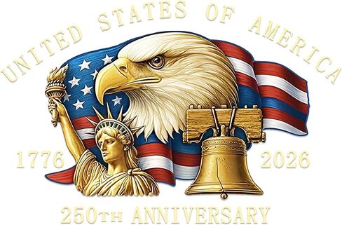 US Semiquincentennial 250th Anniversary Car Window Decal Sticker, Patriotic Eagle with Statue of Liberty, 2 PCS 1776-2026 Independence Day Bumper Sticker for Car Truck Laptop (Style 01, 8 Inch) in Saudi Arabia