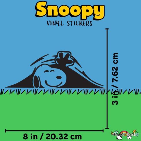 Snoopy Peeking Waving Vinyl Sticker, Waterproof Decal for Vehicle Window, Bumper, Trunk, Laptop, or Toolbox (8" x 3") in Saudi Arabia