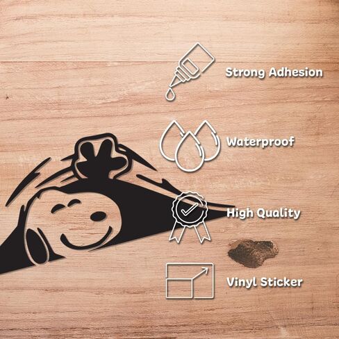 Snoopy Peeking Waving Vinyl Sticker, Waterproof Decal for Vehicle Window, Bumper, Trunk, Laptop, or Toolbox (8" x 3") in Saudi Arabia